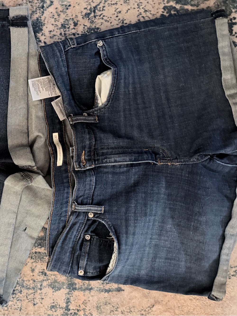 Levi's Dark Blue Cuffed Denim Shorts